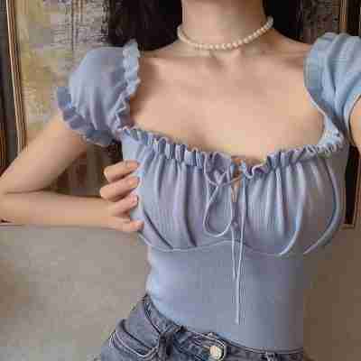 Isang shoulder bandeau drawstring top