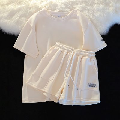 Casual solid color logo suit