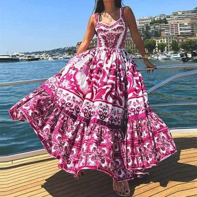 Gaun bermotif gaya Bohemian