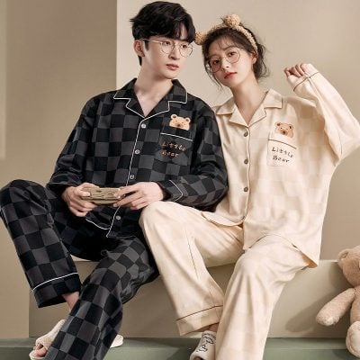Loose long sleeve couple pajamas