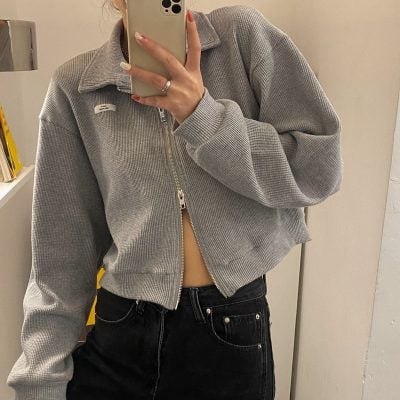 Zip waffle coat