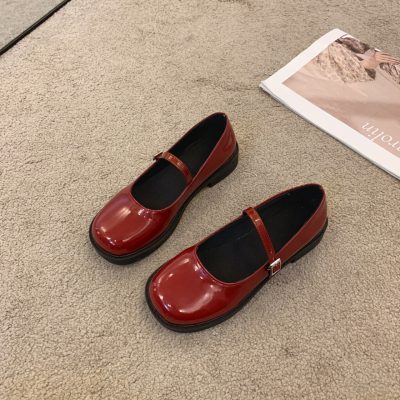 Low-cut low heel small leather shoes
