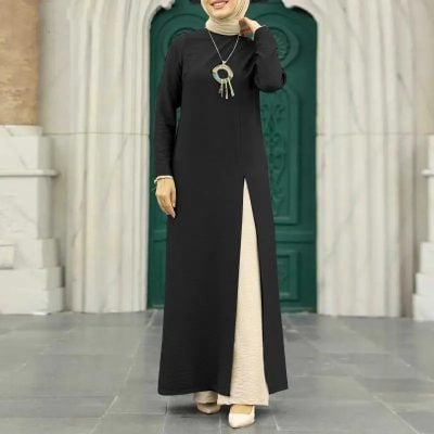 Muslim high slit hem dress
