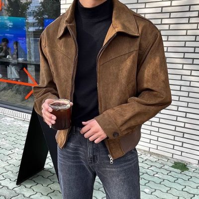 Short suede fabric jacket