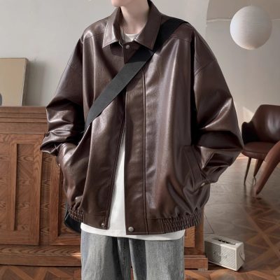 Retro leather coat