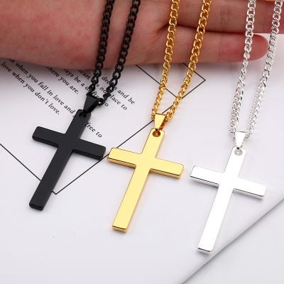 Cross titanium steel pendant necklace