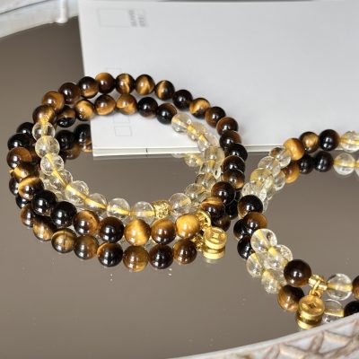 【Fortune】Natural Tigereye Citrine Double Circle Bracelet