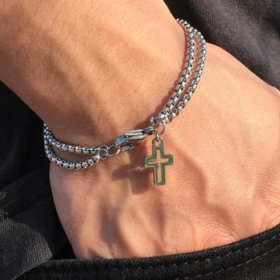 Titanium steel cross bracelet