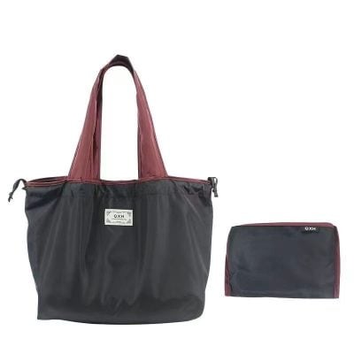 Large drawstring green shopping bag