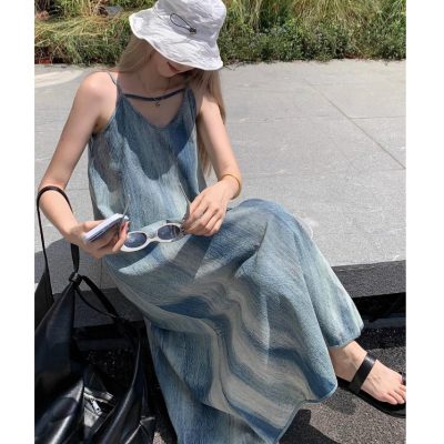 Elegant tie-dyed sling dress