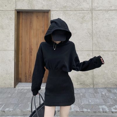 Black, hoodie dress