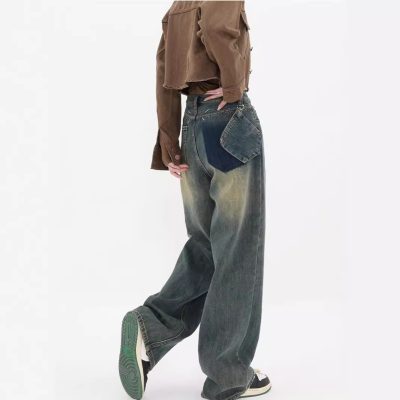 Retro mopping wide leg jeans