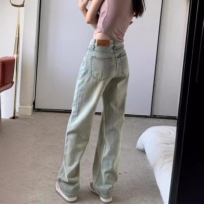 Light-colored straight jeans