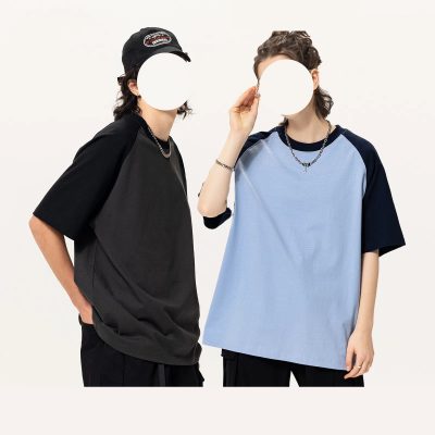 Contrast color pure cotton short sleeve