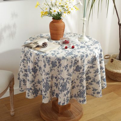 Blue printed tablecloth