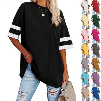 Contrast color plus size T-shirt