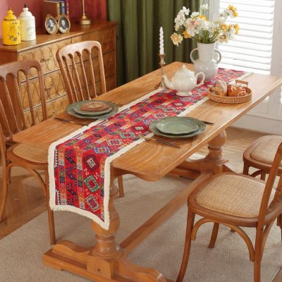 Fabric tea table long tablecloth