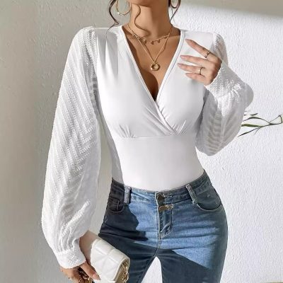 Chiffon knitted long-sleeved top