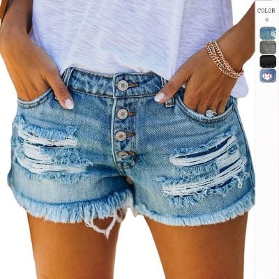 Ripped tassel Denim shorts