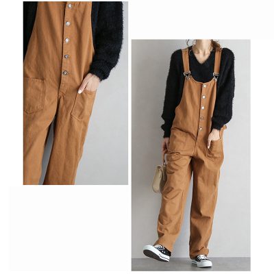 Loose single-breasted jumpsuit