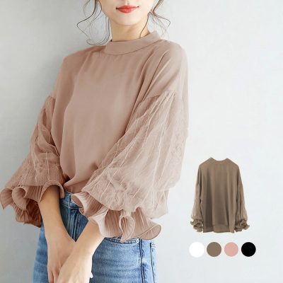 Lantern sleeve chiffon shirt