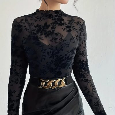 Single-layer stand collar mesh bottoming top
