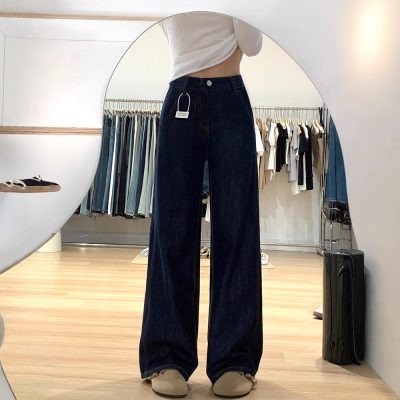 Dark blue wide leg jeans