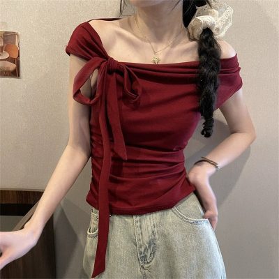 Bowknot off-shoulder top