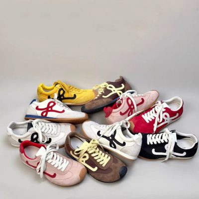 Retro contrast color flat casual shoes