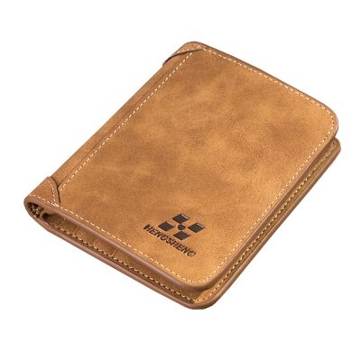 Men's short matte leather wallet