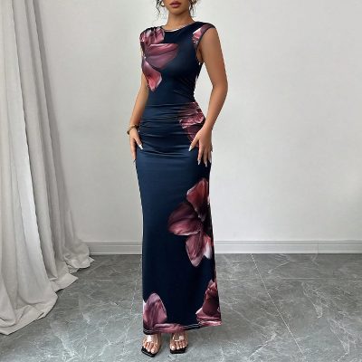 Floral print slim fit dress