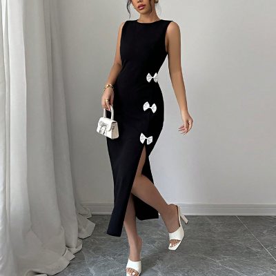 Slim-fit bow vest dress