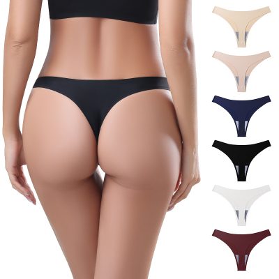 One-piece seamless ice silk T-back