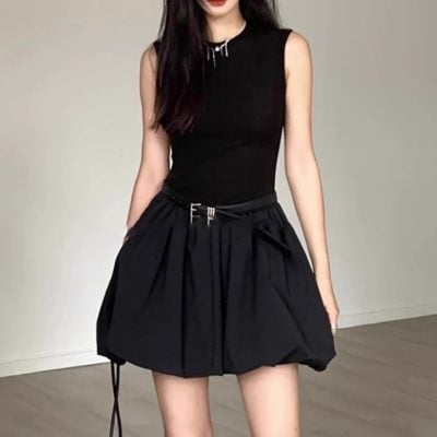 Black slim fit Bud skirt