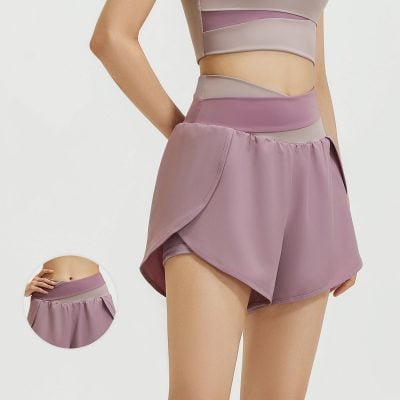 Assorted Colors false-two-piece yoga shorts