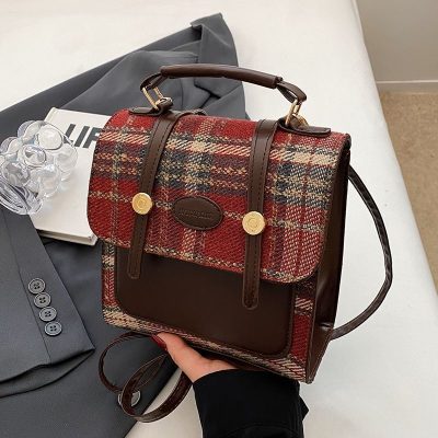College Style checked backpack