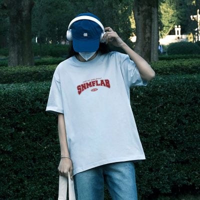 Round neck red printed T-shirt