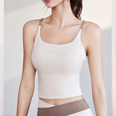 High elastic belt chest pad yoga tops