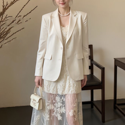 White suit jacket sling dress suit