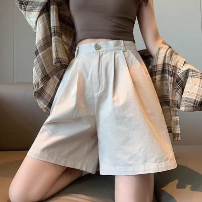 Loose suit wide leg shorts