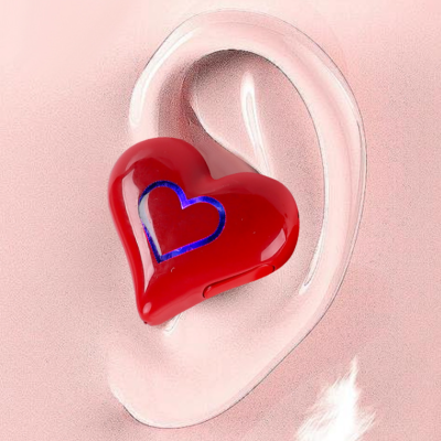 Love heart-shaped headphones with lights