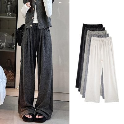 High waist drooping glutinous rice trousers