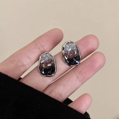 Black metal earrings