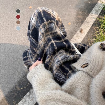 Plaid drooping wide-leg pants