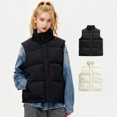 Autumn and Winter solid color stand collar vest